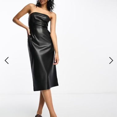 Robe Midi Bustier en Similicuir Stradivarius