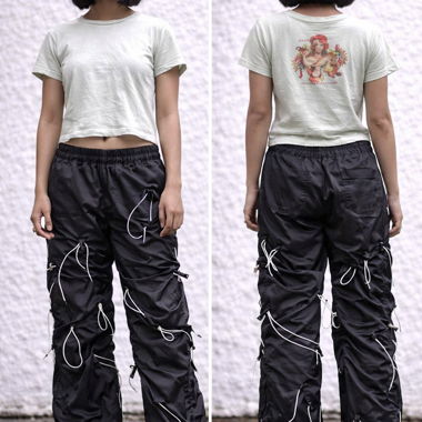 Pantaloni neri stile parachute / techwear