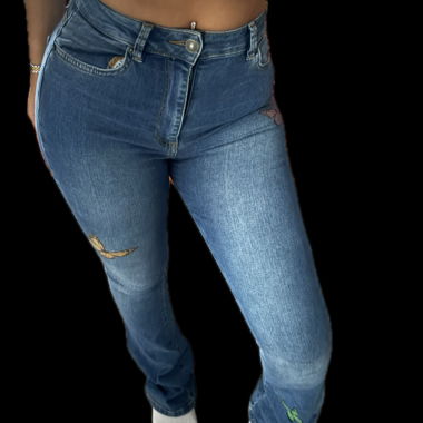 Subdued Flared jeans with butterflies 