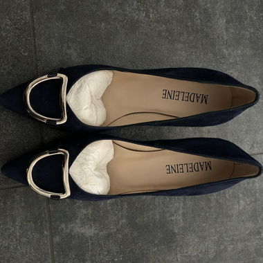 talon en daim bleu