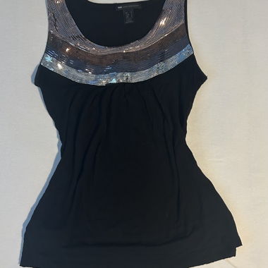 Top con paillettes nero