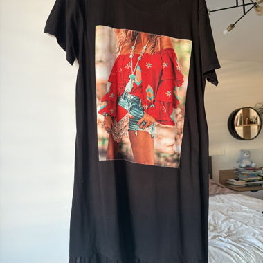 Black Dress with Artistic Print