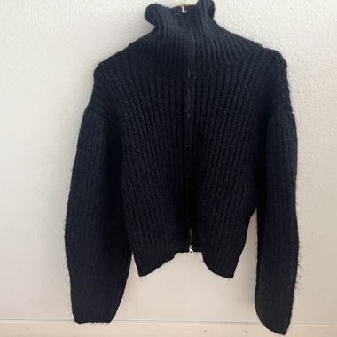Cardigan in maglia blu scuro con zip