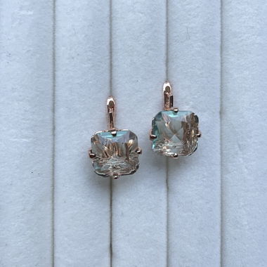 Hellgrüne Zyrkon 585 Rose Gold Farbe Ohrringe