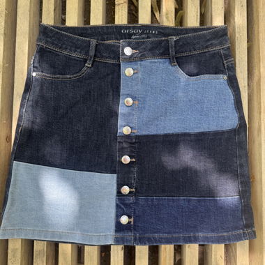 Jupe en jean patchwork