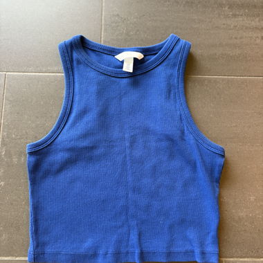 Blue Ribbed Tank Top – Cropped