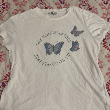 Weisses Butterfly T-Shirt Gr. S