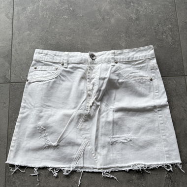 White Denim Mini Skirt
