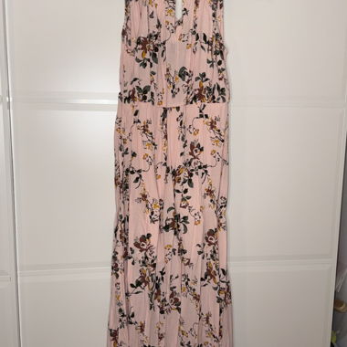 Vestito lungo maxi rosa a fiori