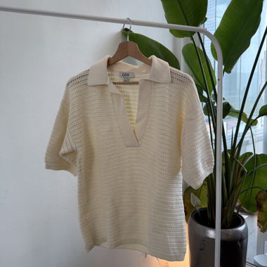 COS CREAM oversized polo shirt