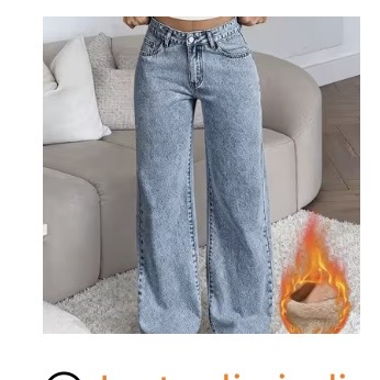 Jeans wide leg foderati