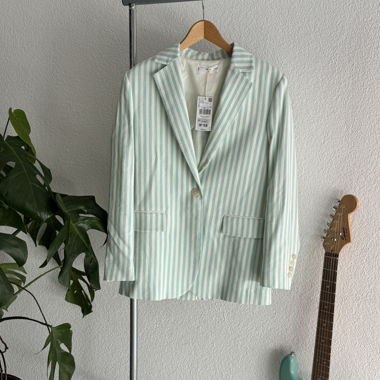 Striped Blazer mint and white