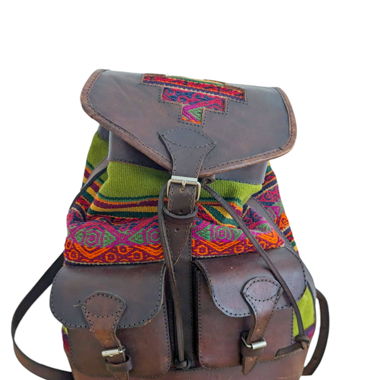 Lederücksack Ethno aus Peru Handmade 