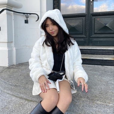 Missguided faux fur cream hooded jacket - EU34