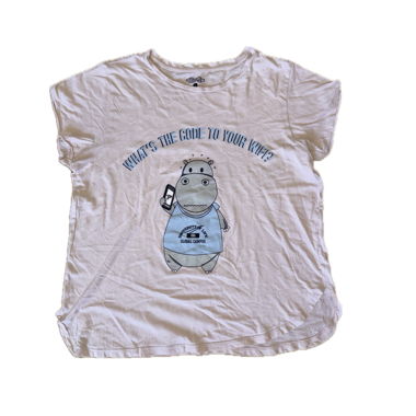 White T-shirt with hippopotamus print