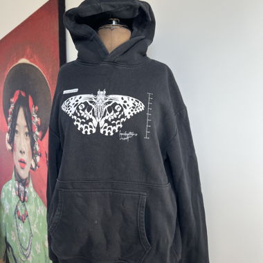 Black hoodie with butterfly print