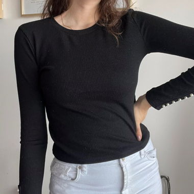 Pull noir perle blanche Bershka taille M taille 38