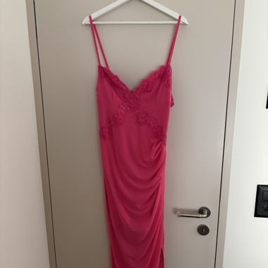 Pinkes Sommerkleid mit Spitze, Grösse L 