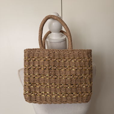 Borsa tote in rafia intrecciata