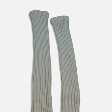 Cream ribbed knee-high leg warmers