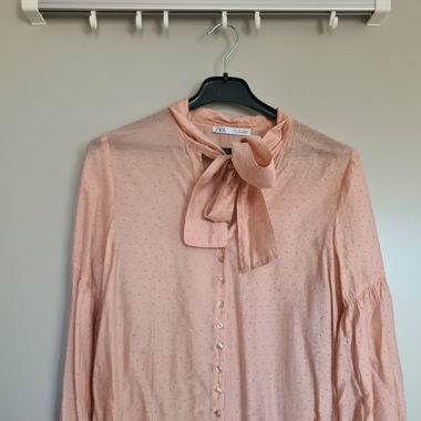rosa Bluse mit Schleife, Grösse S