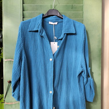 Musselinbluse in Petrol