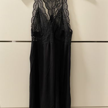 Camicia da notte in pizzo nera