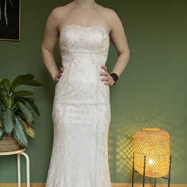 Abendkleid Altrosa mit Spitzen