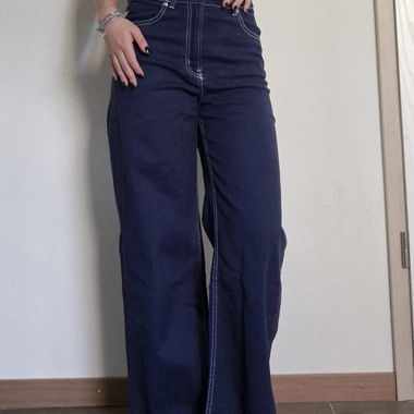 Pantaloni larghi blu scuro