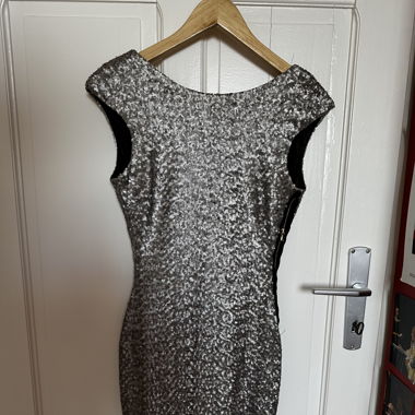 Backless silver sequin dress