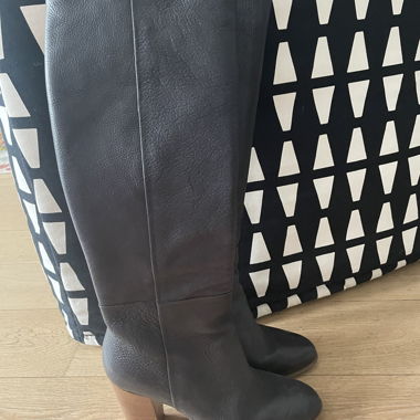 Navy-Leder-Kniewanderstiefel