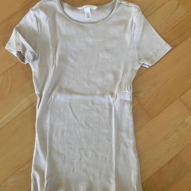 Beige Ribbed T-Shirt