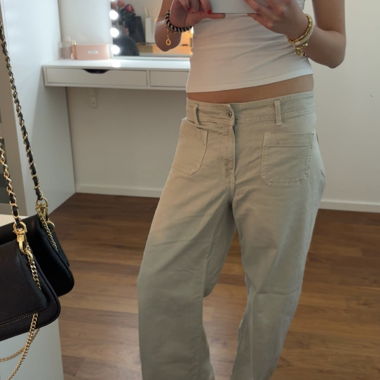 Pantalon ample pour femme beige
