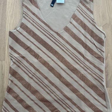 Canotta beige a righe glitter