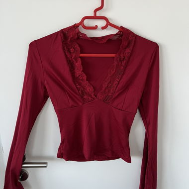 LANGARM TOP LACE rot