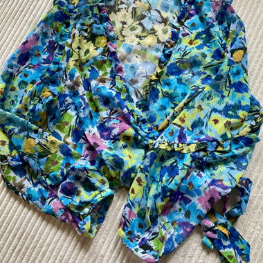 Zara Floral Flower Blouse Top Boho Size XS
