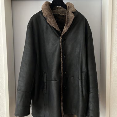 Vintage Shearling Lammfellmantel – Dunkelbraun
