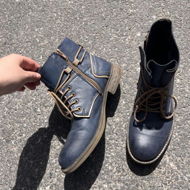 Blue Lace Ankle Boots
