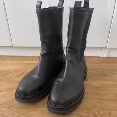 Black leather boots