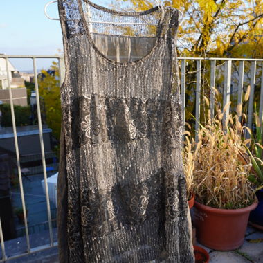 Transparentes Pailletten-Spitzenkleid