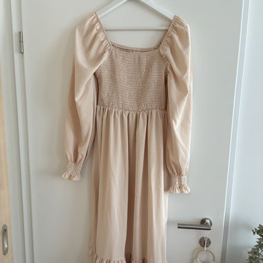 Lang - Beige - Elastisch - Kleid
