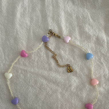 Handmade hearts choker