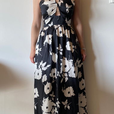 Nuna Lie Black Floral Long Dress