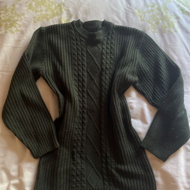 Dark Green Cable Knit Sweater