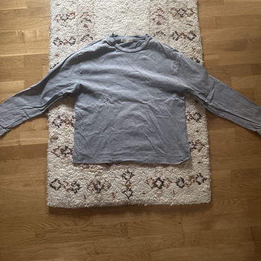 T-shirt Oversize Grigio a Maniche Lunghe