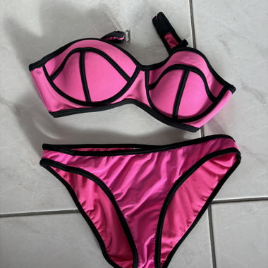 Triangl pink-black bikini, Size: 42/M