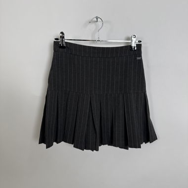 Pleated pinstripe mini skirt