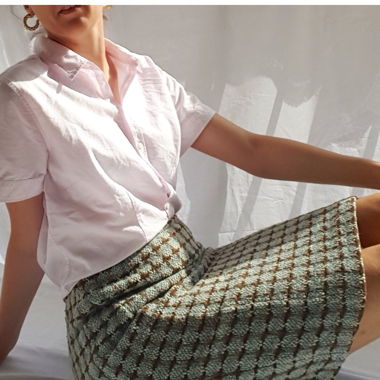 90s vintage brown blue handmade skirt