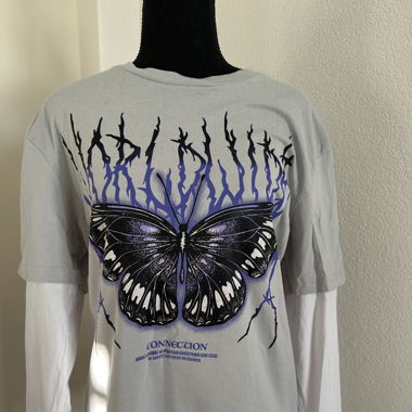 Y2K butterfly statement blouse