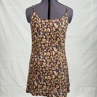 Mini-Kleid mit Blumenprint braun/rosa, 80er Jahre